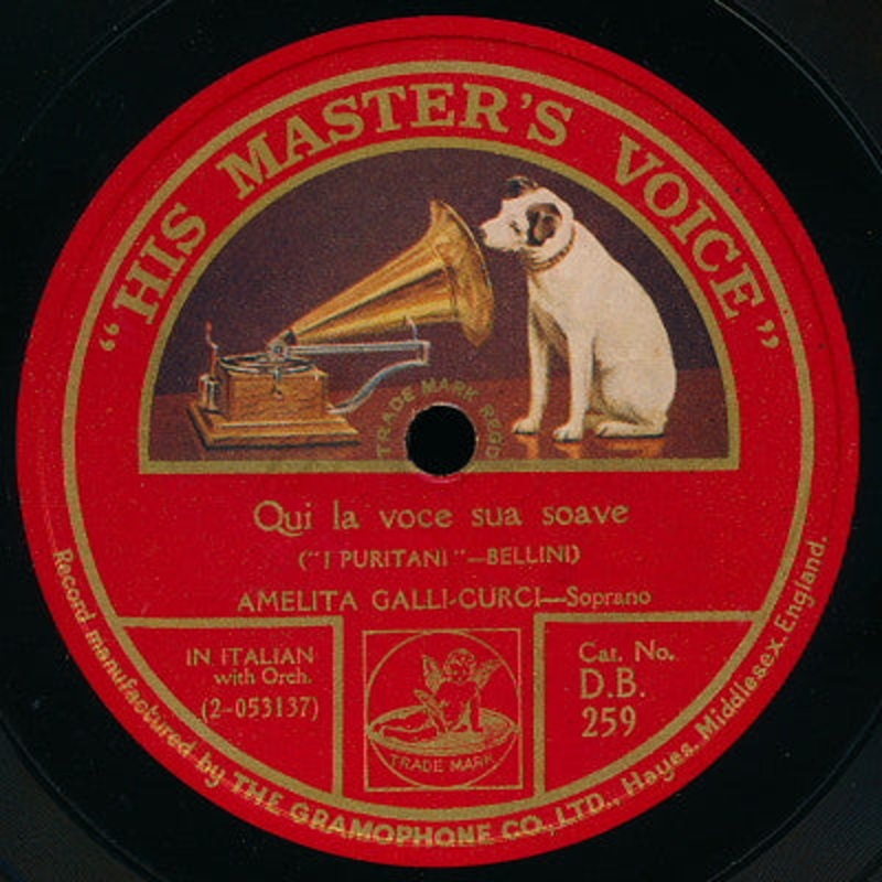 Amelita Galli-Curci – Qui La Voce Sua Soave / Quel Guardo, Il Cavaliere: Cavatina (Shellac, 12) (Very Good (VG))