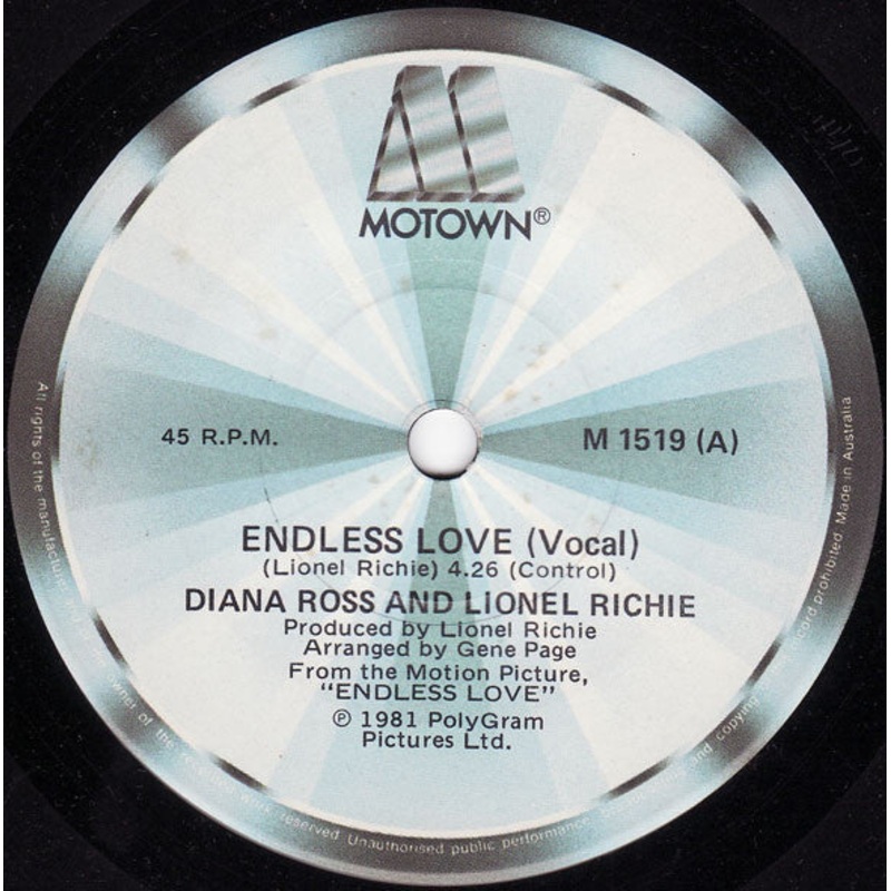 Diana Ross And Lionel Richie – Endless Love (7, Single) (Very Good (VG))