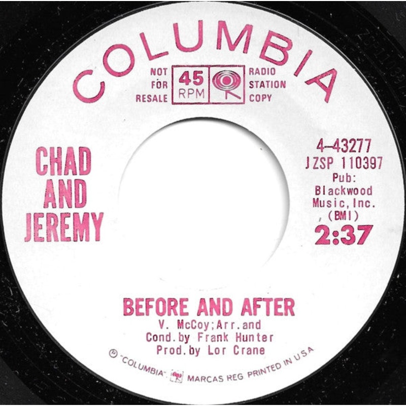 Chad & Jeremy – Before And After (7, Promo) (Very Good (VG))