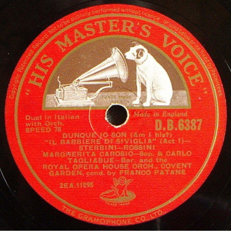 Margherita Carosio & Carlo Tagliabue And The Royal Opera House Orch., Covent Garden* , Cond. By Franco Patan* – Dunque Io Son – Ah! Solo Per Me L’Infamia (Shellac, 12) (Very Good Plus (VG+))