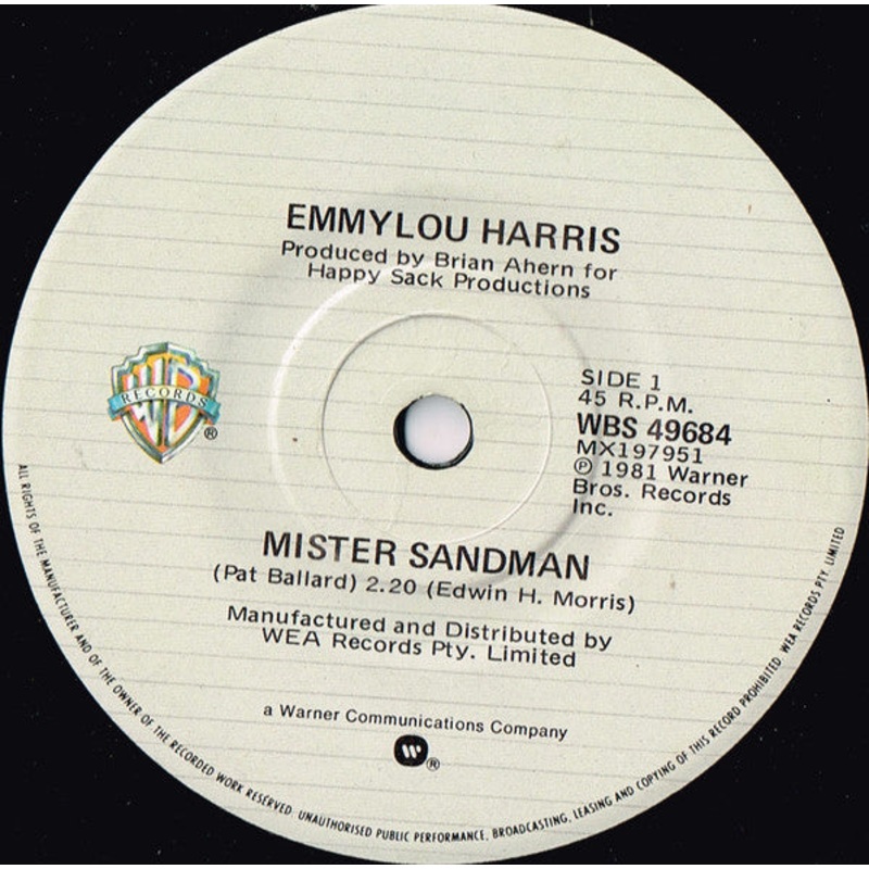 Emmylou Harris – Mister Sandman (7, Single) (Very Good (VG))