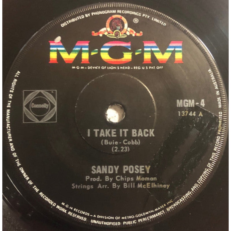 Sandy Posey – I Take It Back (7, Single) (Very Good (VG))