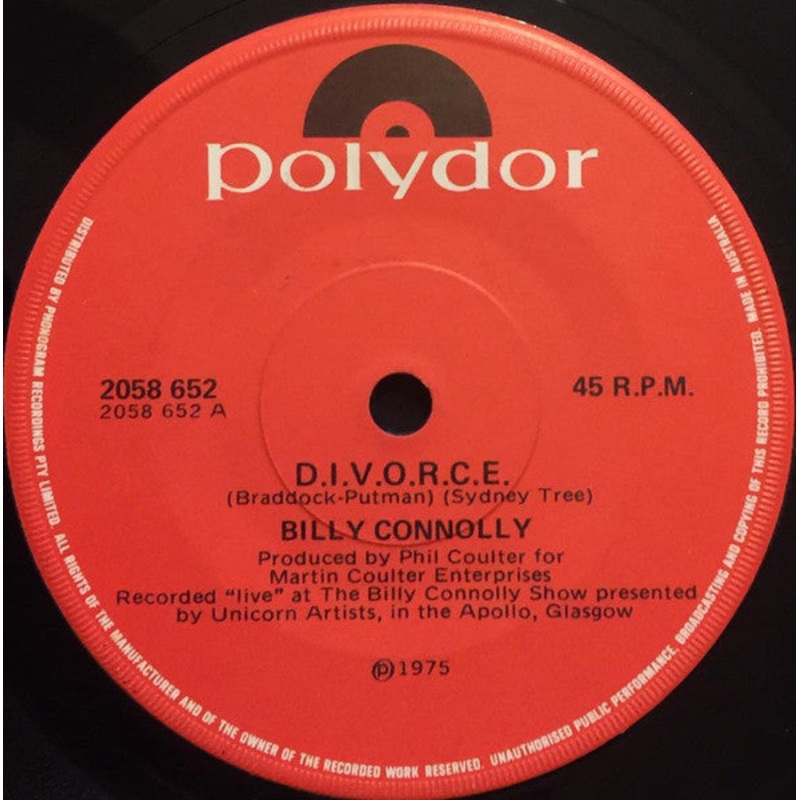 Billy Connolly – D.I.V.O.R.C.E / Cuckoo (7, Single) (Very Good Plus (VG+))