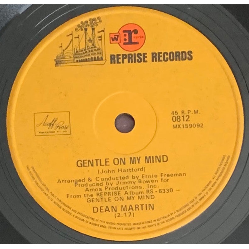 Dean Martin – Gentle On My Mind / That’s When I See The Blues (7, Single) (Very Good Plus (VG+))