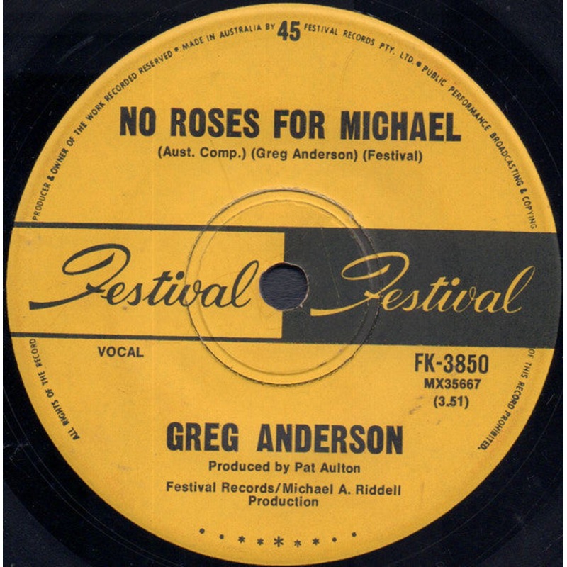 Greg Anderson  – No Roses For Michael (7, Single) (Very Good (VG))
