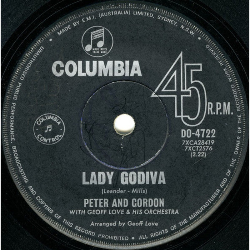 Peter & Gordon – Lady Godiva  (7, Single) (Very Good (VG))