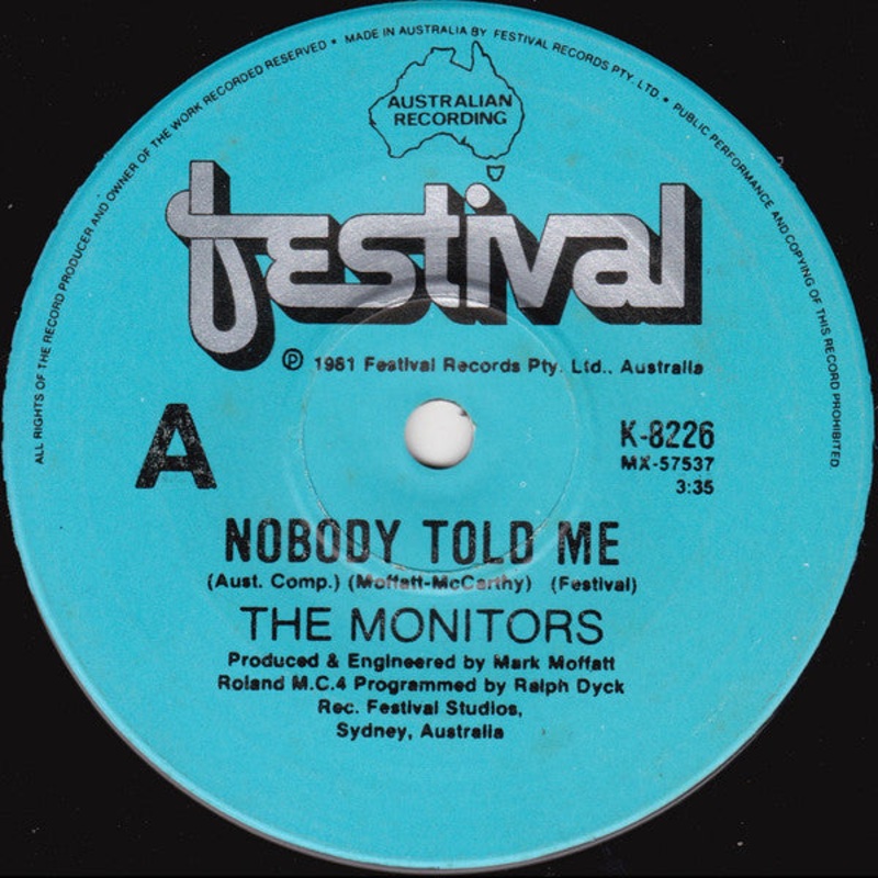 The Monitors  – Nobody Told Me (7, Single) (Very Good (VG))