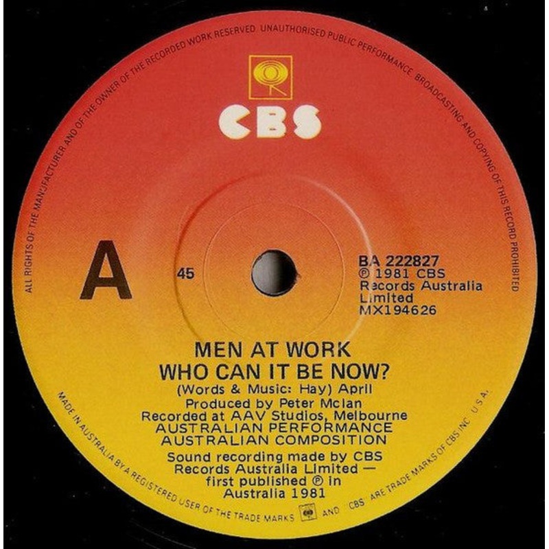 Men At Work – Who Can It Be Now? (7, Single) (Good Plus (G+))