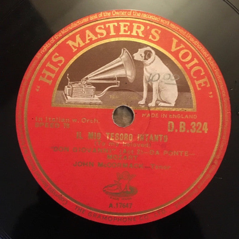 John McCormack  – Il Mio Tesoro Intanto (To My Beloved) / Una Furtiva Lagrima (Down Her Cheek A Pearly Tear) (Shellac, 12, Single) (Very Good Plus (VG+))