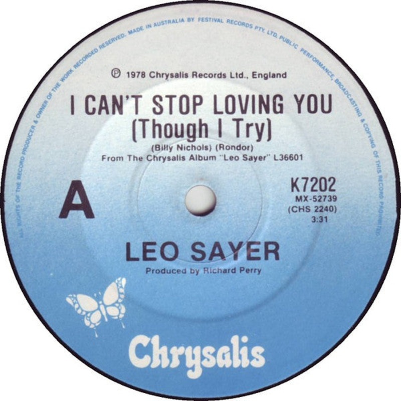 Leo Sayer – I Can’t Stop Loving You (Though I Try) (7, Single) (Good Plus (G+))