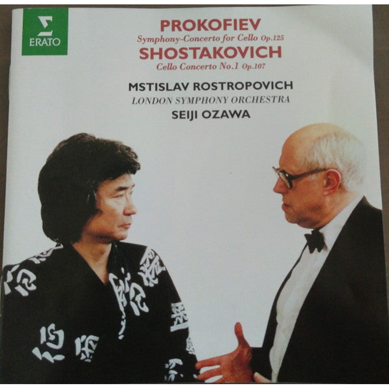 Sergei Prokofiev / Dmitri Shostakovich – Mstislav Rostropovich, London Symphony Orchestra, Seiji Ozawa – Symphony-Concerto For Cello Op. 125 | Cello Concerto No. 1 Op. 107 (CD, Album, RE) (Very Good Plus (VG+))