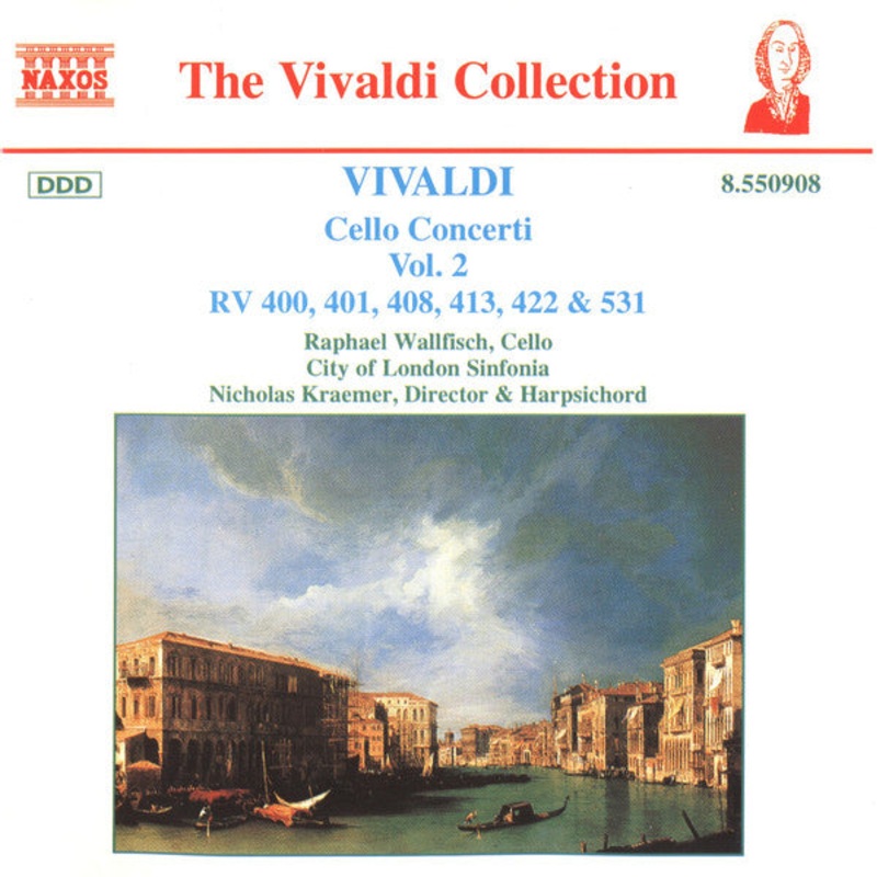 Antonio Vivaldi – Raphael Wallfisch, City Of London Sinfonia, Nicholas Kraemer – Cello Concerti Vol. 2 (RV 400, 401, 408, 413, 422 & 531) (CD, Album) (Very Good Plus (VG+))