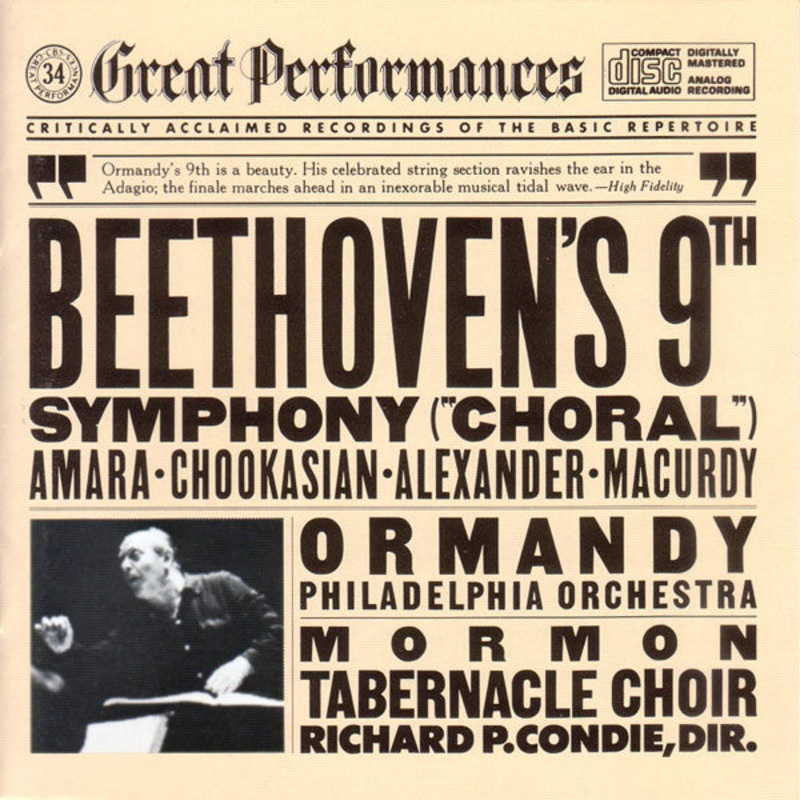 Beethoven*, Amara*, Chookasian*, Alexander*, Macurdy*, Ormandy*, Philadelphia Orchestra*, Mormon Tabernacle Choir, Richard P.Condie* – Beethoven’s 9th Symphony (Choral) (CD, Album, RE, RP) (Very Good Plus (VG+))