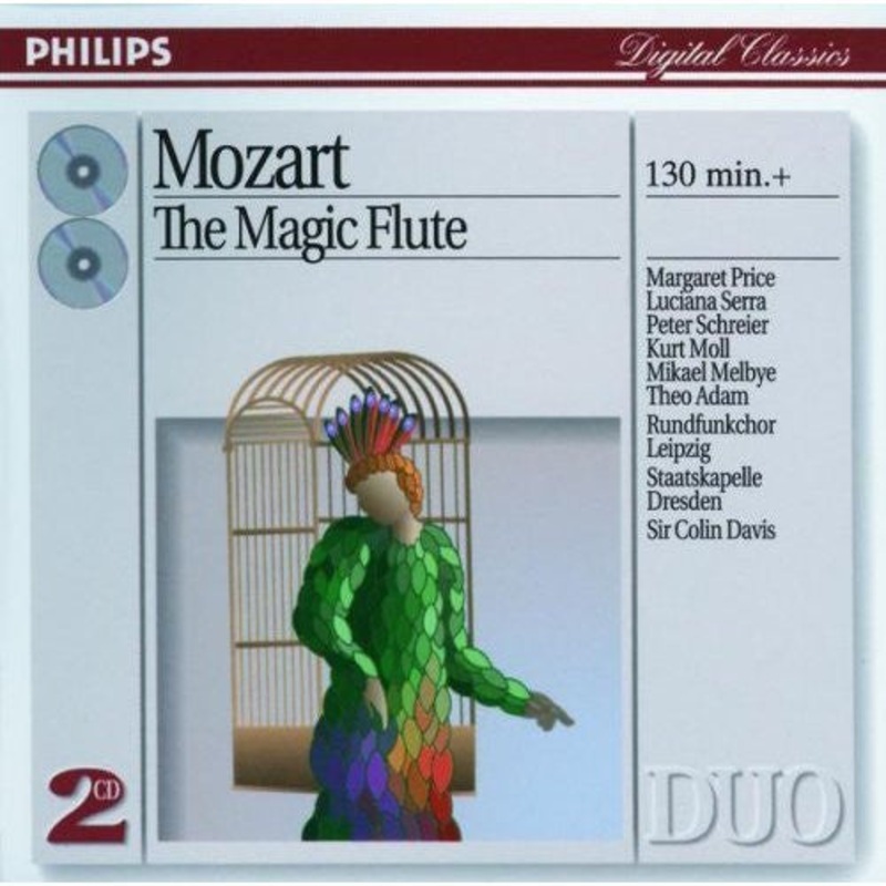 Wolfgang Amadeus Mozart – Margaret Price, Luciana Serra, Peter Schreier, Kurt Moll, Mikael Melbye, Theo Adam, Rundfunkchor Leipzig, Staatskapelle Dresden, Sir Colin Davis – The Magic Flute (2xCD, Album, Comp, RE) (Very Good Plus (VG+))