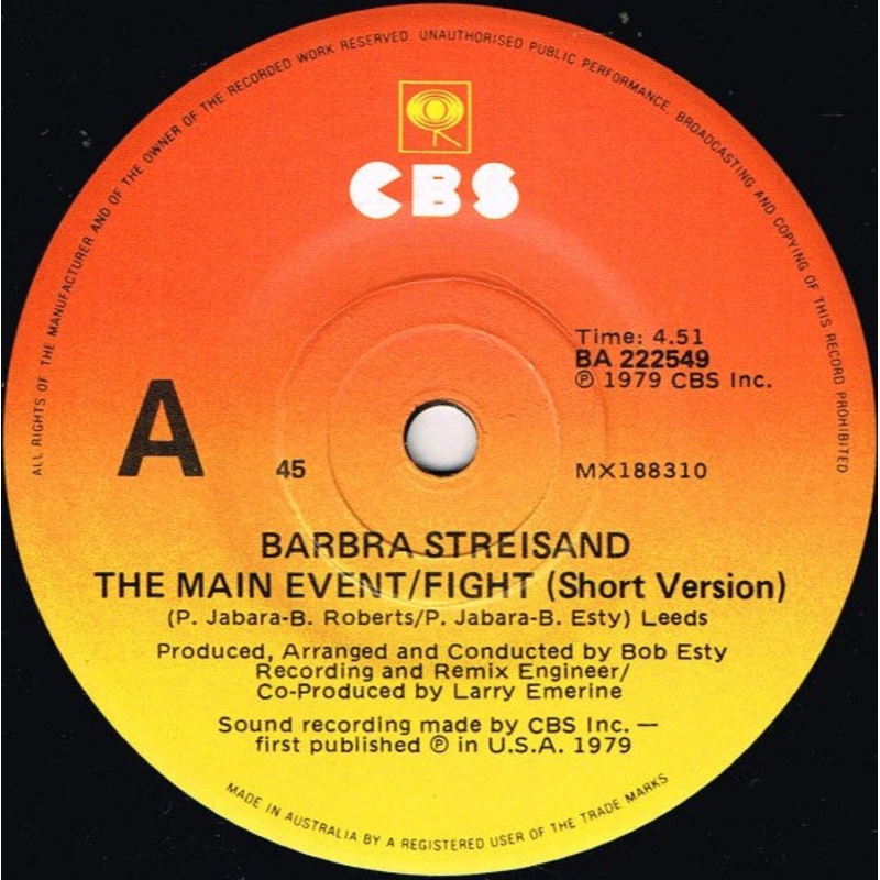 Barbra Streisand – The Main Event / Fight (7, Single) (Very Good (VG))