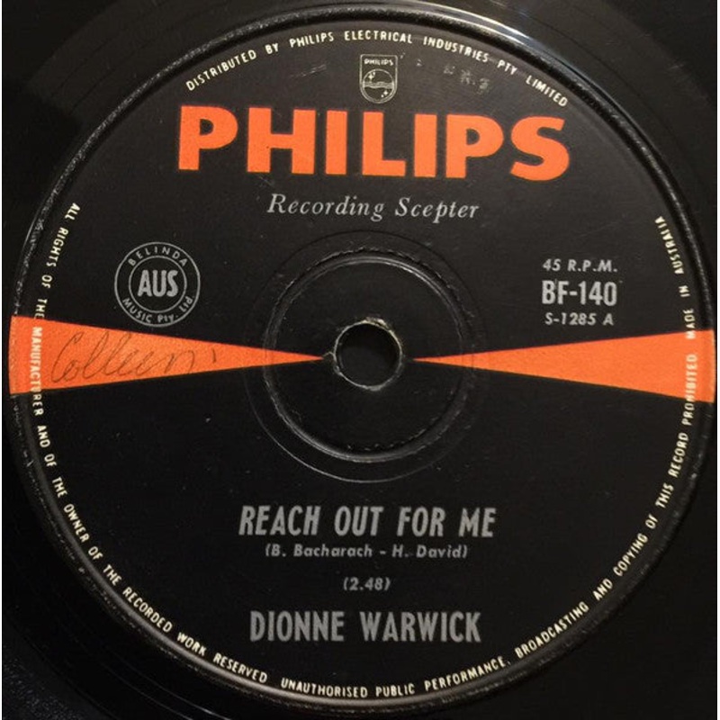 Dionne Warwick – Reach Out For Me (7, Single) (Good Plus (G+))