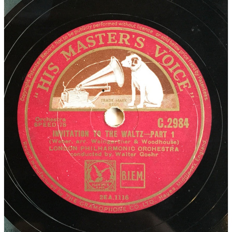 Carl Maria von Weber / London Philharmonic Orchestra, Walter Goehr – Invitation To The Waltz (Shellac, 12) (Very Good (VG))