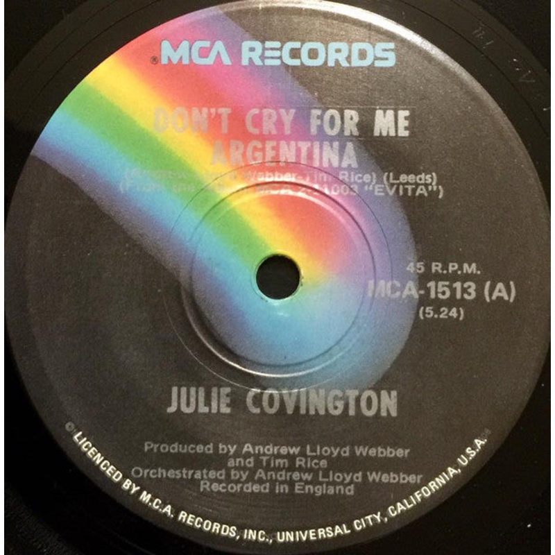 Julie Covington – Don’t Cry For Me Argentina (7, Single) (Very Good (VG))