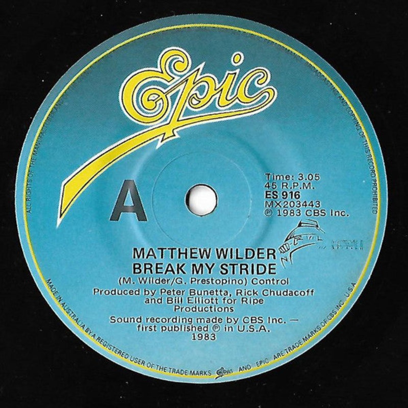 Matthew Wilder – Break My Stride (7, Single) (Very Good (VG))