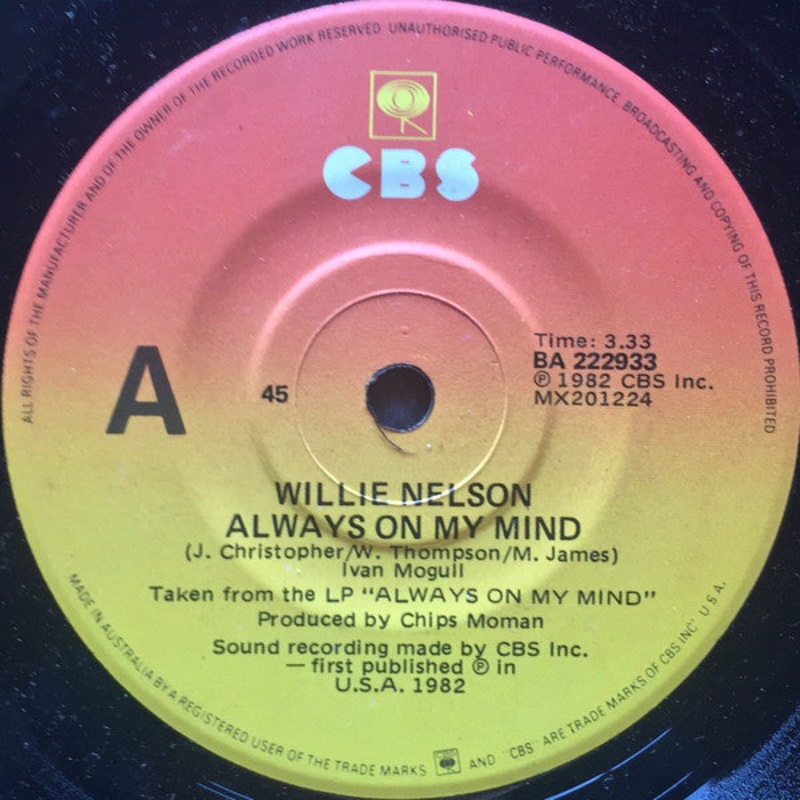 Willie Nelson – Always On My Mind (7, Single) (Very Good (VG))