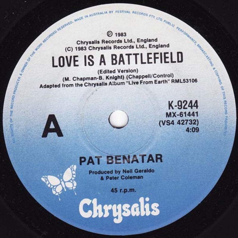 Pat Benatar – Love Is A Battlefield (7, Single) (Very Good Plus (VG+))