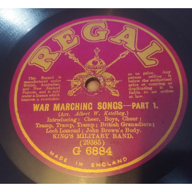 King’s Military Band – War Marching Songs (Shellac, 10) (Very Good (VG))