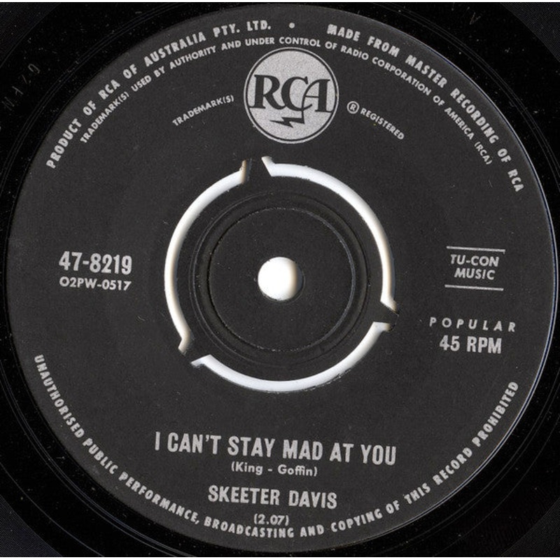 Skeeter Davis – I Can’t Stay Mad At You / It Was Only A Heart (7, Single) (Very Good (VG))