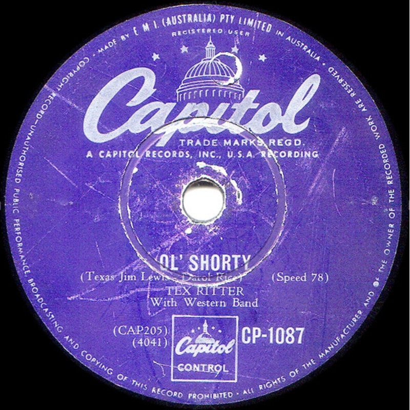 Tex Ritter – Ol’ Shorty / The Wayward Wind (Shellac, 10) (Very Good (VG))