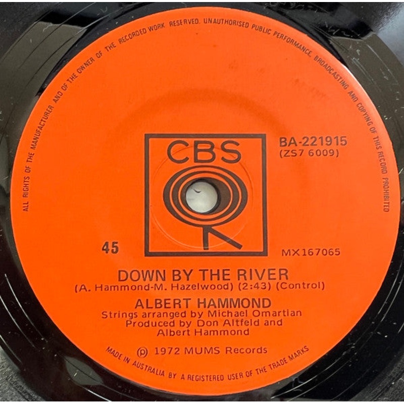 Albert Hammond – Down By The River (7, Single) (Very Good (VG))