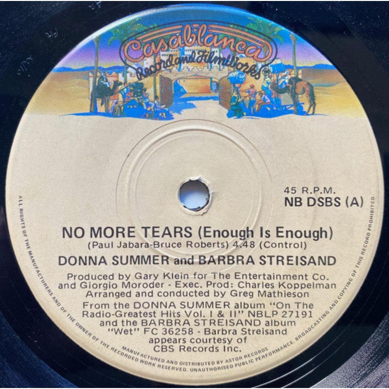 Barbra Streisand & Donna Summer – No More Tears (Enough Is Enough) (7, Single) (Very Good Plus (VG+))