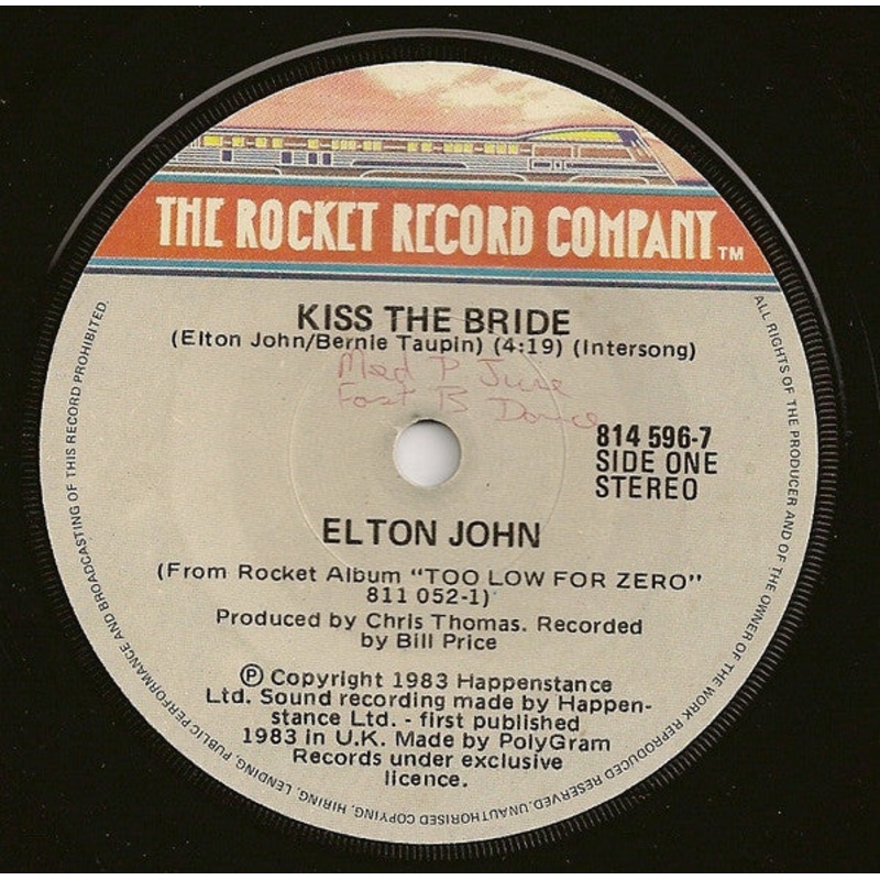 Elton John – Kiss The Bride (7, Single) (Very Good Plus (VG+))