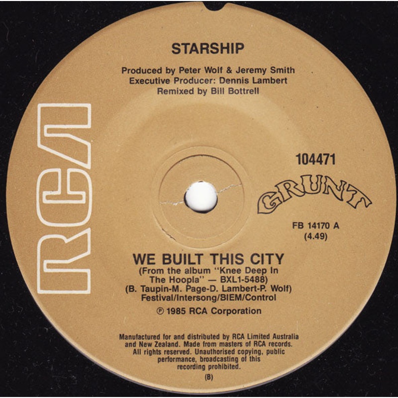 Starship  – We Built This City (7, Single) (Very Good Plus (VG+))