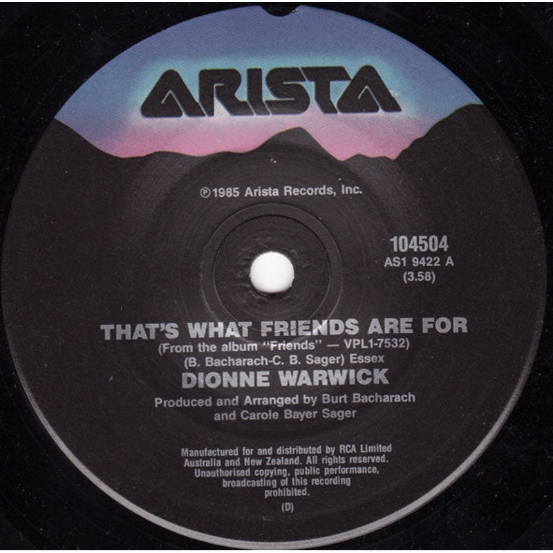 Dionne Warwick – That’s What Friends Are For (7, Single, RE) (Very Good Plus (VG+))