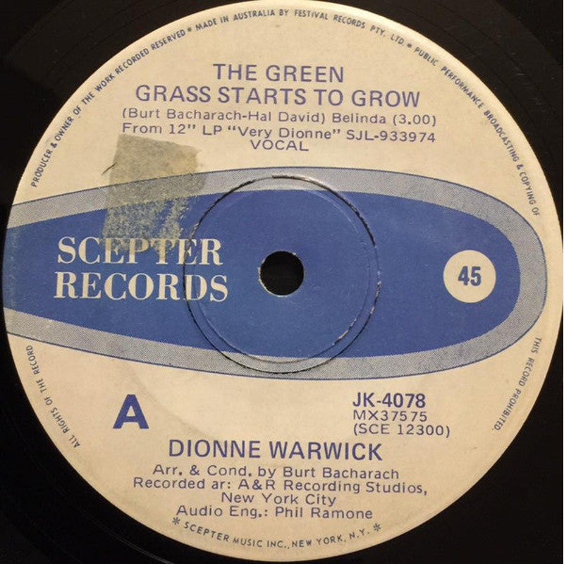 Dionne Warwick – The Green Grass Starts To Grow (7, Single) (Very Good (VG))