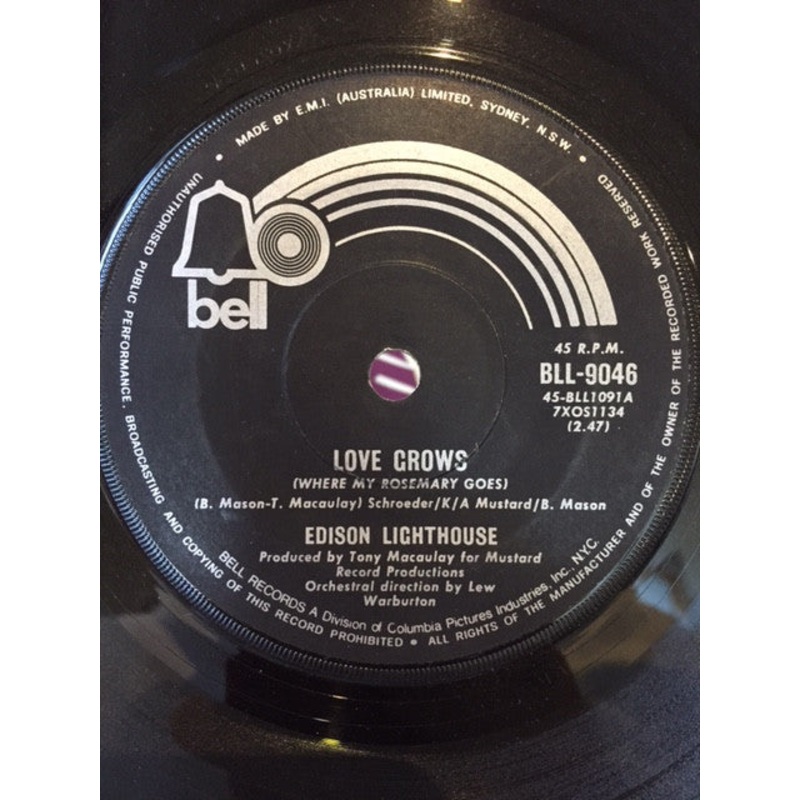 Edison Lighthouse – Love Grows (Where My Rosemary Goes) (7, Single) (Very Good (VG))