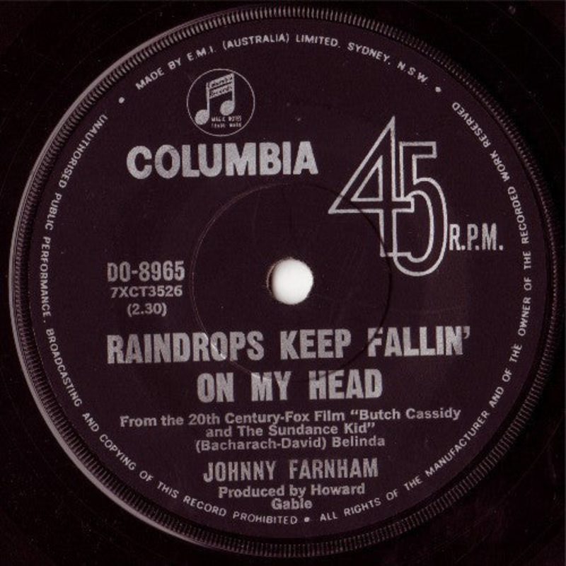 John Farnham – Raindrops Keep Fallin’ On My Head (7, Single, Mono) (Very Good (VG))