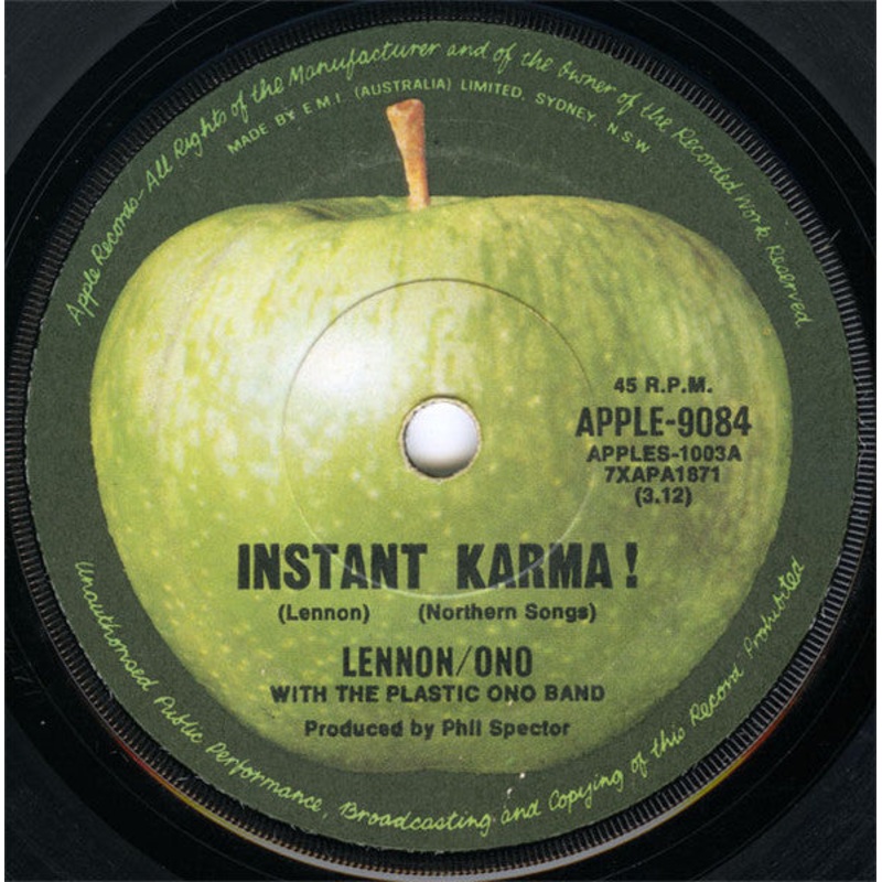 John Lennon & Yoko Ono With The Plastic Ono Band – Instant Karma ! (7, Single) (Very Good Plus (VG+))