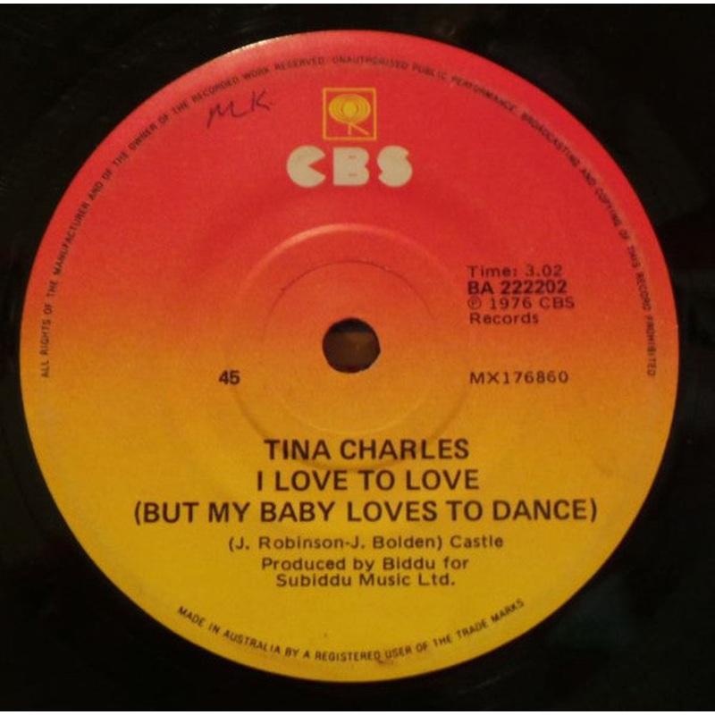 Tina Charles – I Love To Love (But My Baby Loves To Dance) (7, Single) (Very Good Plus (VG+))
