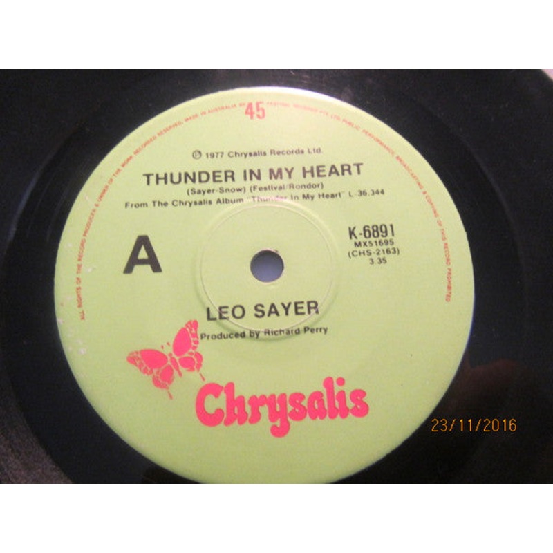 Leo Sayer – Thunder In My Heart (7, Single) (Very Good Plus (VG+))
