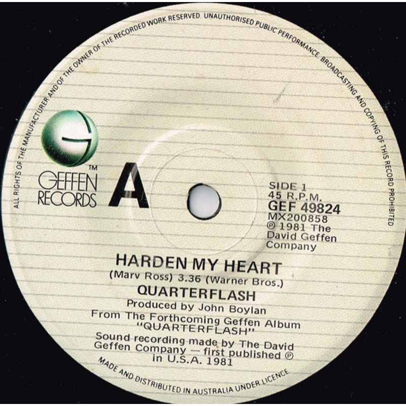 Quarterflash – Harden My Heart (7, Single) (Very Good Plus (VG+))