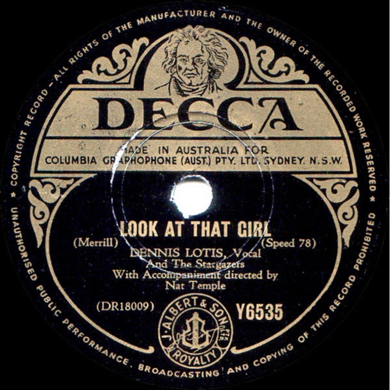 Dennis Lotis And The Stargazers – Look At That Girl / I See The Moon (Shellac, 10) (Very Good Plus (VG+))