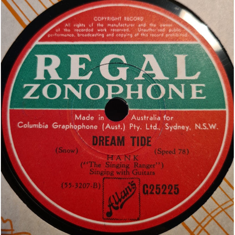 Hank (The Singing Ranger)* – Dream Tide / Goodnight Little Buckaroo (Shellac, 10) (Very Good Plus (VG+))