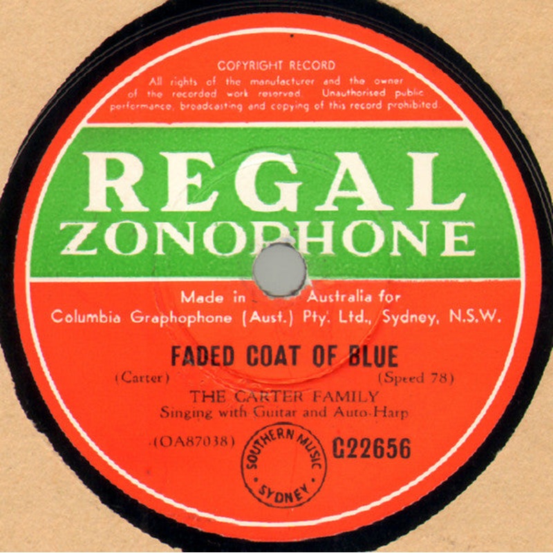 The Carter Family – Faded Coat Of Blue / Sailor Boy (Shellac, 10, RE) (Very Good Plus (VG+))