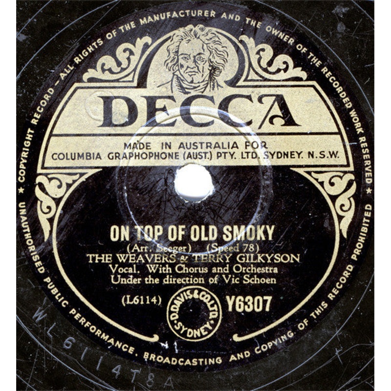 The Weavers And Terry Gilkyson – On Top Of Old Smoky / Across The Wide Missouri (Shellac, 10) (Very Good Plus (VG+))