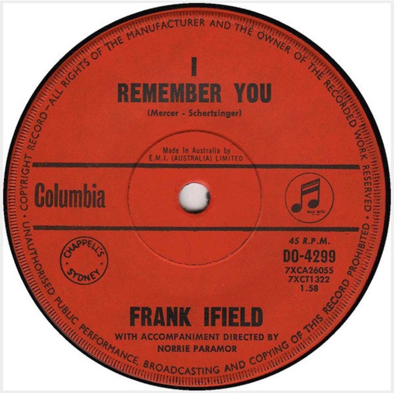 Frank Ifield – I Remember You (7, Single) (Good (G))