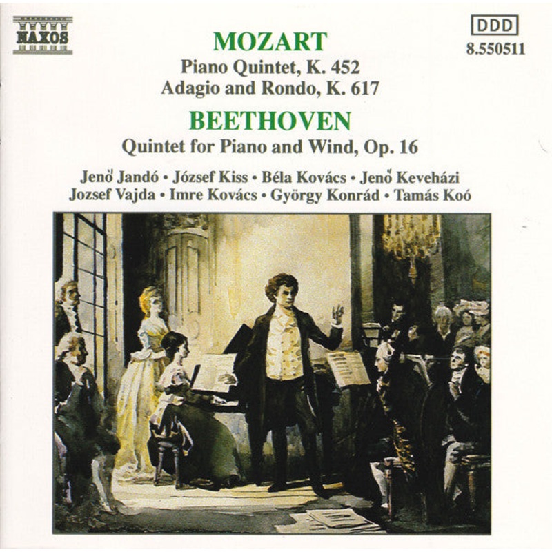 Wolfgang Amadeus Mozart, Ludwig van Beethoven – Jen Jand, Jzsef Kiss, Bla Kovcs, Jen Kevehzi, Jzsef Vajda, Kovcs Imre, Gyrgy Konrd, Tams Ko – Piano Quintet, K. 452 / Adagio And Rondo, K. 617 / Quintet For Piano And Wind, Op. 16 (