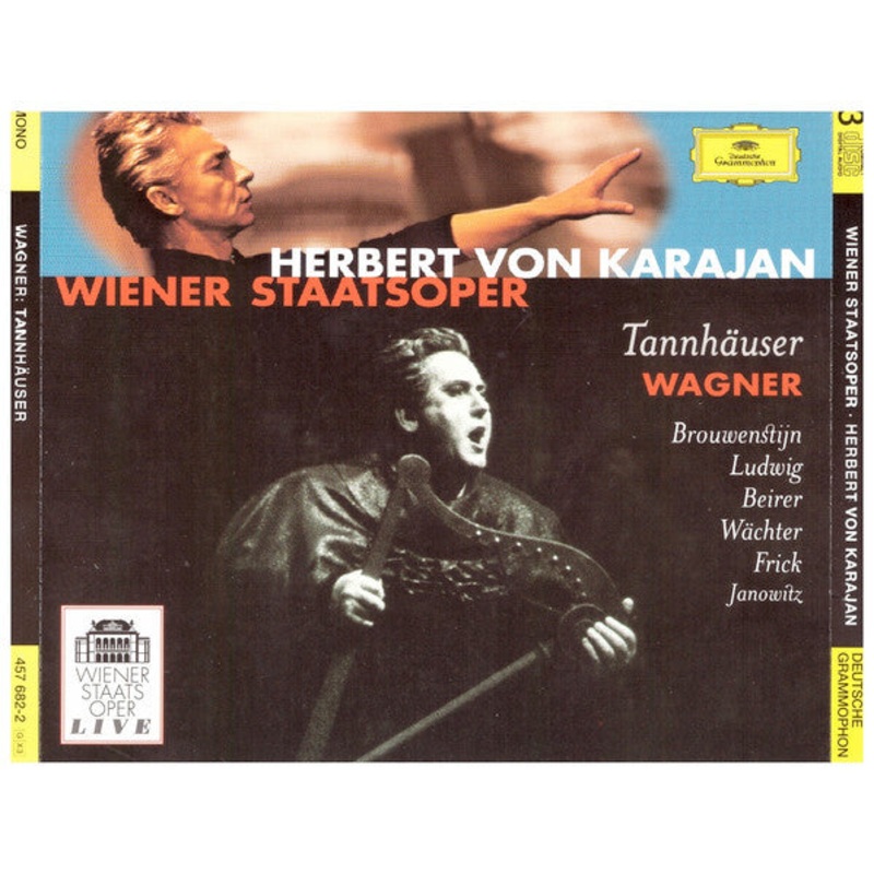 Richard Wagner – Gr Brouwenstijn  Christa Ludwig  Hans Beirer  Eberhard Wchter  Gottlob Frick  Gundula Janowitz  Orchester Der Wiener Staatsoper  Herbert von Karajan – Tannhuser (3xCD, Album, Mono, RE, RM) (Very Good Plus (VG+))