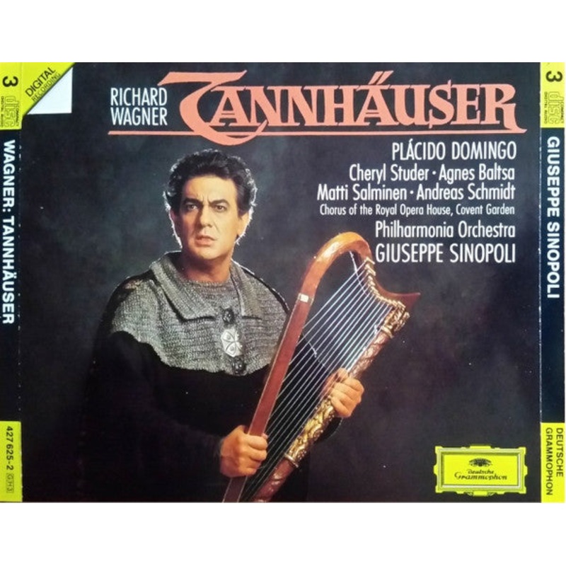 Richard Wagner, Placido Domingo, Cheryl Studer, Agnes Baltsa, Matti Salminen , Chorus Of The Royal Opera House, Covent Garden, Philharmonia Orchestra, Giuseppe Sinopoli – Tannhuser (3xCD, Album, RE + Box, Sli) (Very Good Plus (VG+))