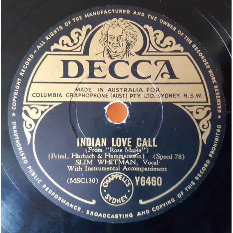 Slim Whitman – Indian Love Call / China Doll (Shellac, 10) (Very Good Plus (VG+))
