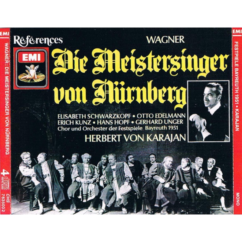 Richard Wagner – Elisabeth Schwarzkopf  Otto Edelmann  Erich Kunz  Hans Hopf  Chor der Bayreuther Festspiele Und Orchester der Bayreuther Festspiele  Herbert Von Karajan – Die Meistersinger Von Nrnberg (4xCD, Album, Mono, RE) (Very Good Plus (